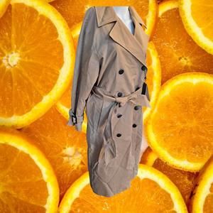 Massimo Dutti Taupe Double-Breasted Trench with Waist Tie